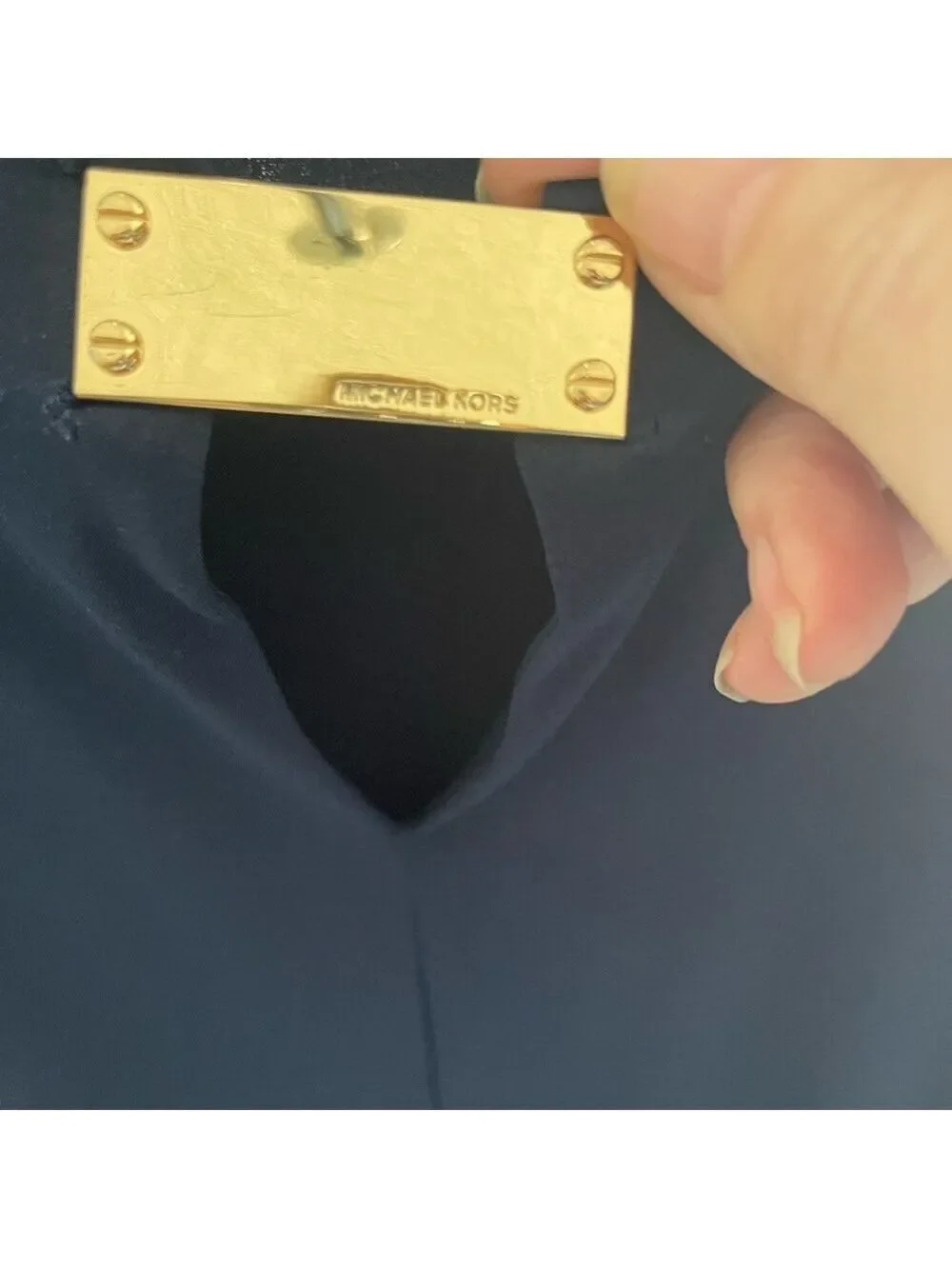 Michael Kors Gold Accent Navy Dress
